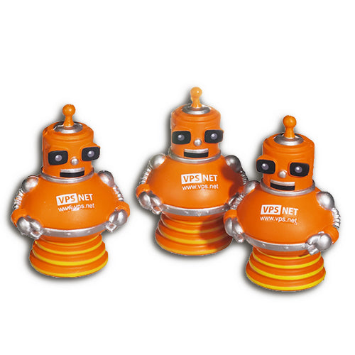 VPS.net robot squeeze toy bright orange